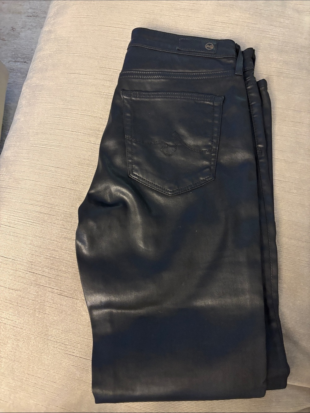 Ag Adriano Goldschmied Black Faux Leather Flare Jeans